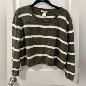 Cotton Emporium Forest Green and White Striped Sweater